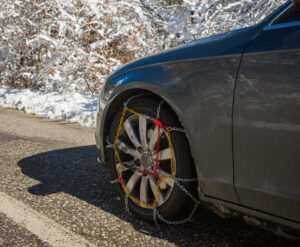 Snehové reťaze uložené v ochrannom obale po zimnej sezóne